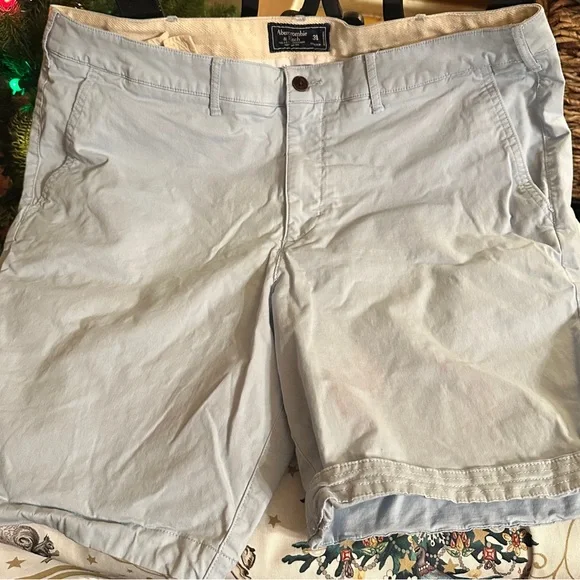 Abercrombie & Fitch 2 pairs Men's Sky Blue and White Flat Front Shorts - Picture 1 of 9